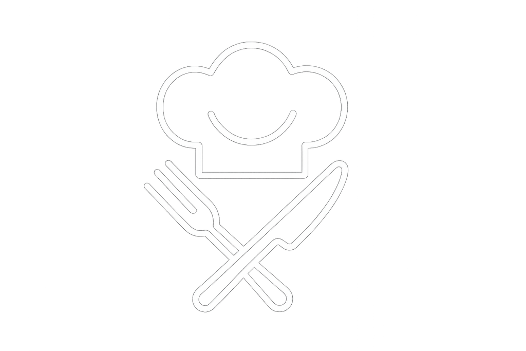 icon pour gastronomie, fond transparent, stroke blanc et sans lettre.